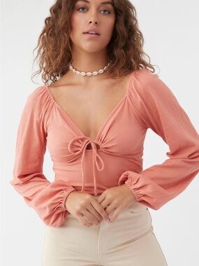 O’niell Brinley coral crop top